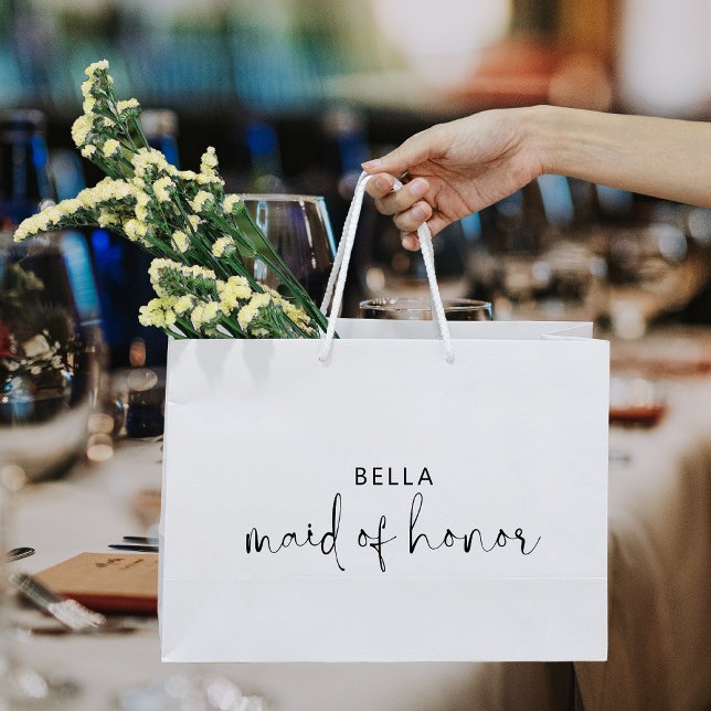 Minimalist Black And White Maid Of Honour Large Gift Bag (Creator Uploaded)