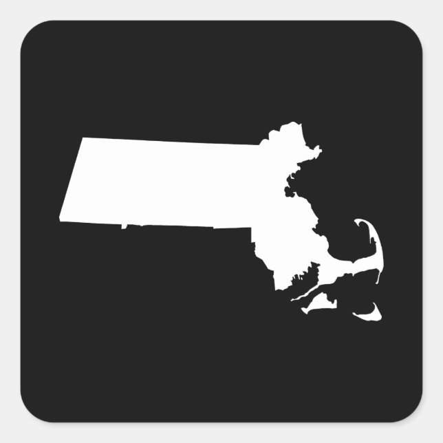Minimalist Black and White Massachusetts Square Sticker (Front)