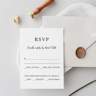 Minimalist Black and White Meal Choice RSVP Card