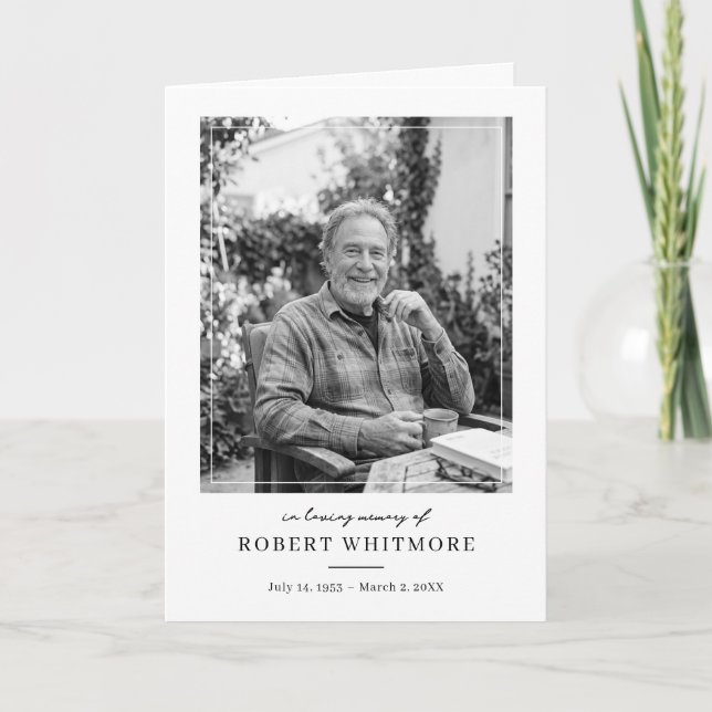 Minimalist Black and White Memorial Programme (Front)