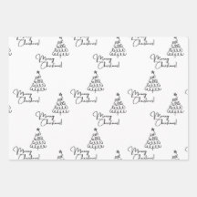 Minimalist Black And White Merry Christmas Tree 