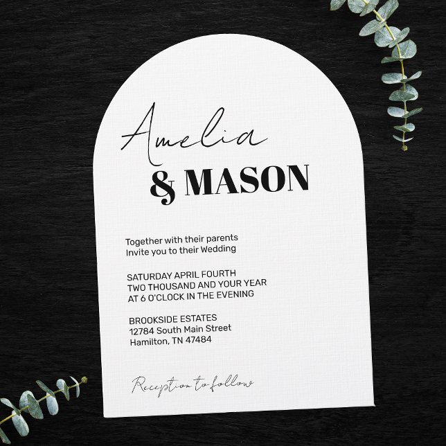 Minimalist Black and White Modern Arch Wedding Invitation (Minimalist Black and White Modern Arch Wedding Invitation)