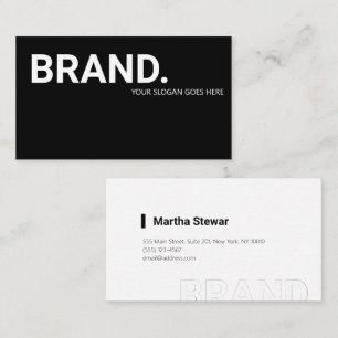 Minimalist black and white modern bold business card