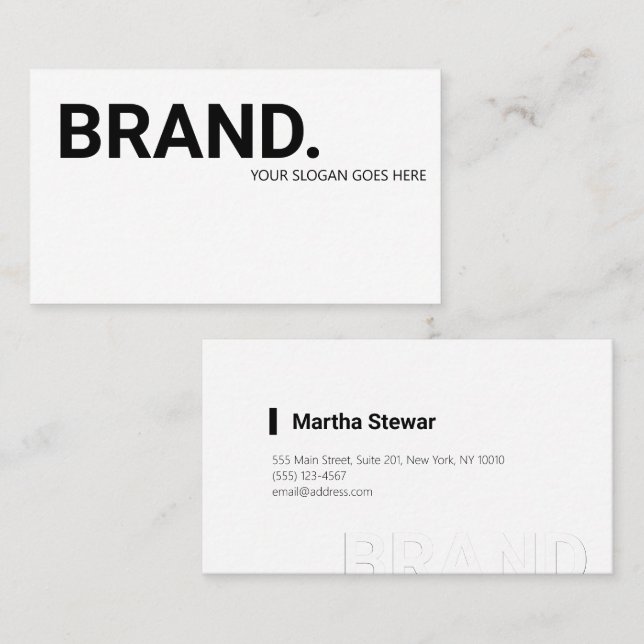 Minimalist black and white modern bold  business card (Front/Back)