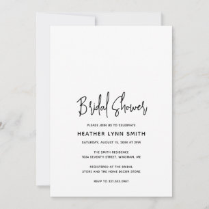 Minimalist Black and White Modern Bridal Shower Invitation
