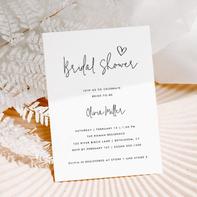 Minimalist Black and White Modern Bridal Shower Invitation (Creator Uploaded)