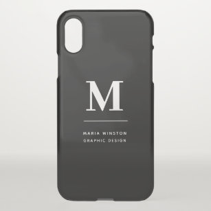Minimalist Black and White Modern Custom Monogram iPhone XS Case