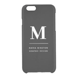 Minimalist Black and White Modern Custom Monogram Clear iPhone 6/6S Case
