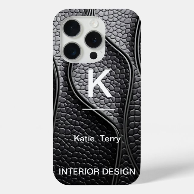 Minimalist Black and White Modern Monogram Case  (Back)