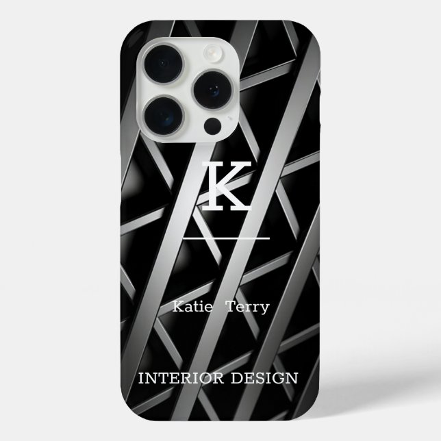 Minimalist Black and White Modern Monogram Case-Ma Case-Mate iPhone Case (Back)