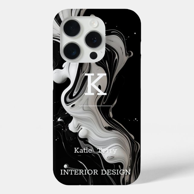 Minimalist Black and White Modern Monogram Case-Ma Case-Mate iPhone Case (Back)