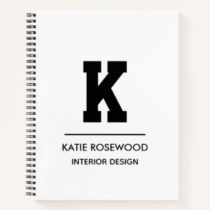 Minimalist Black and White Modern Monogram Case-Ma Notebook