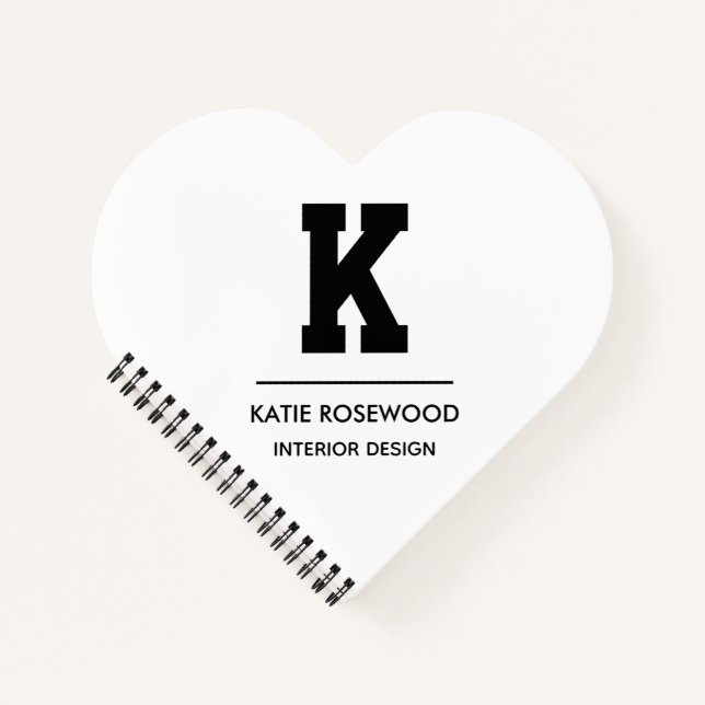 Minimalist Black and White Modern Monogram Case-Ma Notebook (Front)