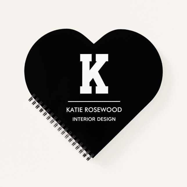 Minimalist Black and White Modern Monogram Case-Ma Notebook (Front)