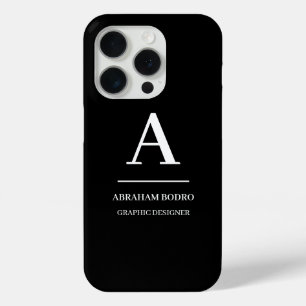 Minimalist Black and White Modern Monogram iPhone 15 Pro Case