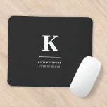 Minimalist Black and White Modern Monogram Mouse Pad<br><div class="desc">A minimalist vertical design in an elegant style in monochrome black and white and large typographic initial monogram. The text can easily be customized for a design as unique as you are!</div>