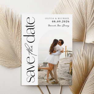 Minimalist Black and White Modern Photo Wedding Save The Date