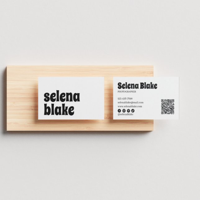 Minimalist Black and White | Modern QR Code  Business Card (Creator Uploaded)