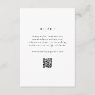 Minimalist Black and White Modern Wedding Details Enclosure Card