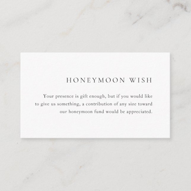 Minimalist Black and White Modern Wedding Enclosure Card (Front)