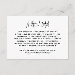 Minimalist Black and White Modern Wedding Enclosure Card