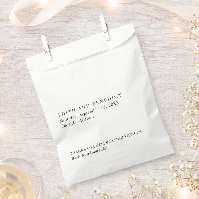 Minimalist Black and White Modern Wedding Favour Bags (Clipped)