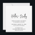 Minimalist Black and White Modern Wedding Invitation<br><div class="desc">Modern square wedding invitation featuring a simple design with your names in an elegant script typography and your event details in a minimalist sans serif font.  All design elements are in black and white.  This chic wedding invitation works well with any style of wedding.</div>