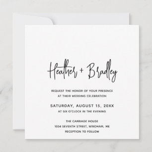 Minimalist Black and White Modern Wedding Invitation
