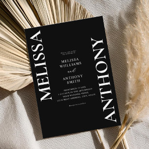 Minimalist Black and White Modern Wedding Invitation