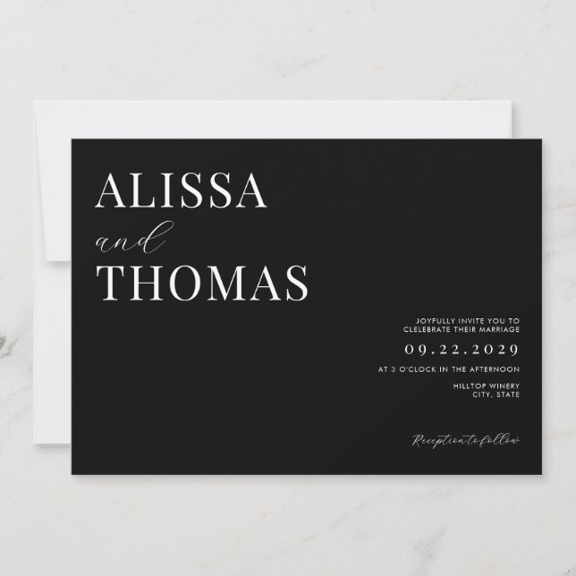 Minimalist Black and White Modern Wedding Invitation (Front)