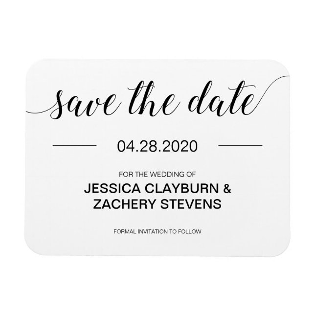 Minimalist Black and White Modern Wedding Magnet (Horizontal)