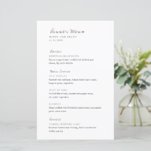 Minimalist Black and White Modern Wedding Menu
