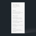 Minimalist Black and White Modern Wedding Menu<br><div class="desc">Modern wedding menu featuring a simple and minimal layout with serif and script fonts.</div>