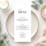 Minimalist Black and White Modern Wedding Menu<br><div class="desc">Modern wedding menu with minimalist typography design in black and white colour.</div>