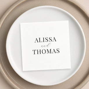 Minimalist Black and White Modern Wedding Napkin