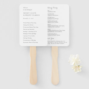 Minimalist Black and White Modern Wedding Program Hand Fan