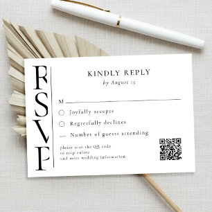 Minimalist Black and White Modern Wedding RSVP Card
