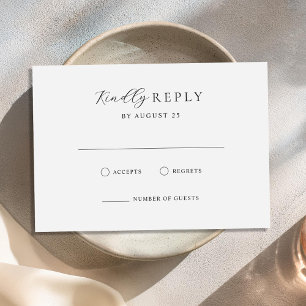 Minimalist Black and White Modern Wedding  RSVP Card