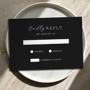 Minimalist Black and White Modern Wedding RSVP Card