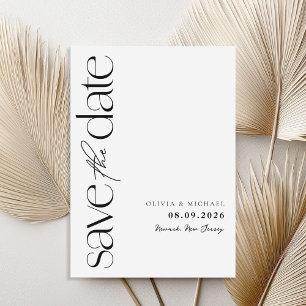 Minimalist Black and White Modern Wedding Save The Date