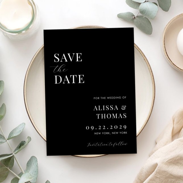 Minimalist Black and White Modern Wedding Save The Date (Creator Uploaded)