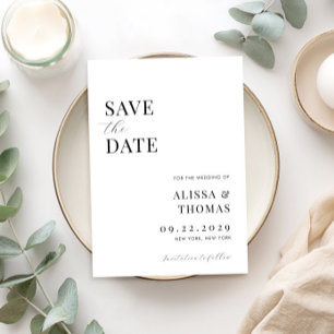 Minimalist Black and White Modern Wedding Save The Date