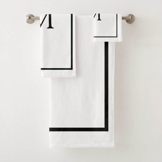 Minimalist Black and White Monogram  Bath Towel Set (Insitu)