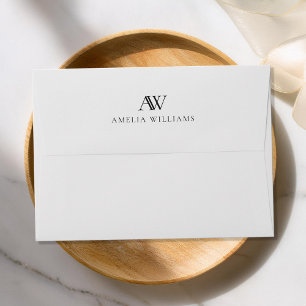 Minimalist Black and White Monogram Envelope