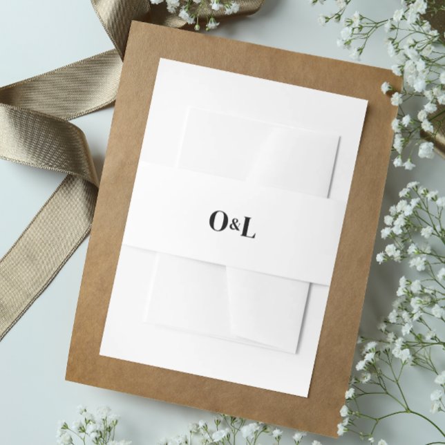 Minimalist Black and White Monogram Invitation Belly Band (Creator Uploaded)
