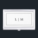 Minimalist Black and White Monogram Logo Business Card Holder<br><div class="desc">Simple business card case featuring a modern and minimalist design with your two initial monogram logo surrounded by a border on the front. Design is black over a white background and may be changed to any colours you wish. This business card case is great for an attorney, lawyer or accountant...</div>