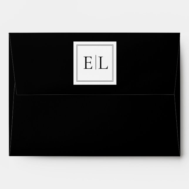 Minimalist Black and White Monogram Wedding Envelope (Back (Top Flap))