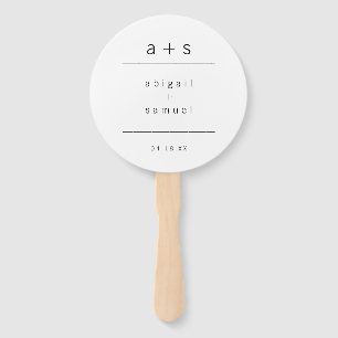 Minimalist Black and White Monogram Wedding Hand Fan