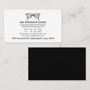 Minimalist Black And White Optometrist Business Card