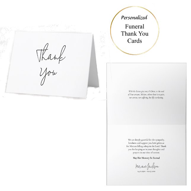 Minimalist Black and White Orthodox Funeral        Thank You Card (Creator Uploaded)